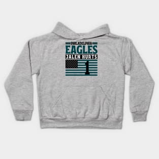 Philadelphia Eagles Jalen Hurts 1 American Flag Football Kids Hoodie